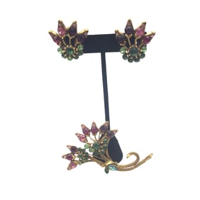 Vintage Florenza 3 Pc Set Brooch and Earrings