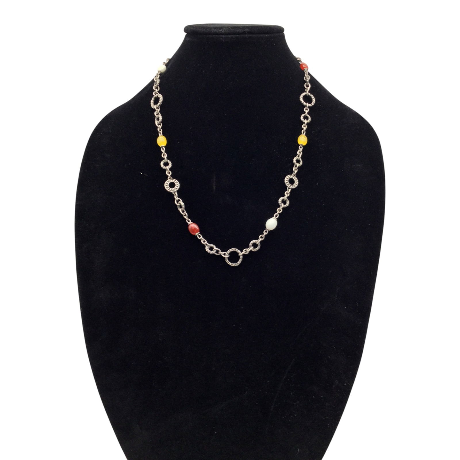 John Hardy 925 Gemstone Necklace: John Hardy 925 Necklace with Multicolored Gemstones. Approx. 23 inches long.