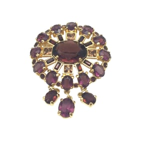 Swarovski Swan Signed Amethyst Crystals Brooch