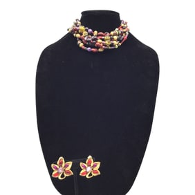Vintage Oscar De La Renta Earring and Necklace Set