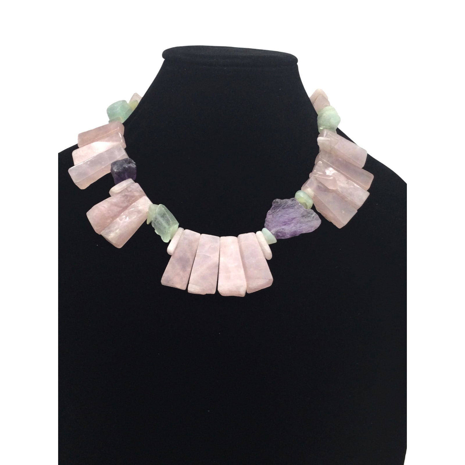 Vintage Bib Style Multicolor Quartz Necklace (1 of 2)