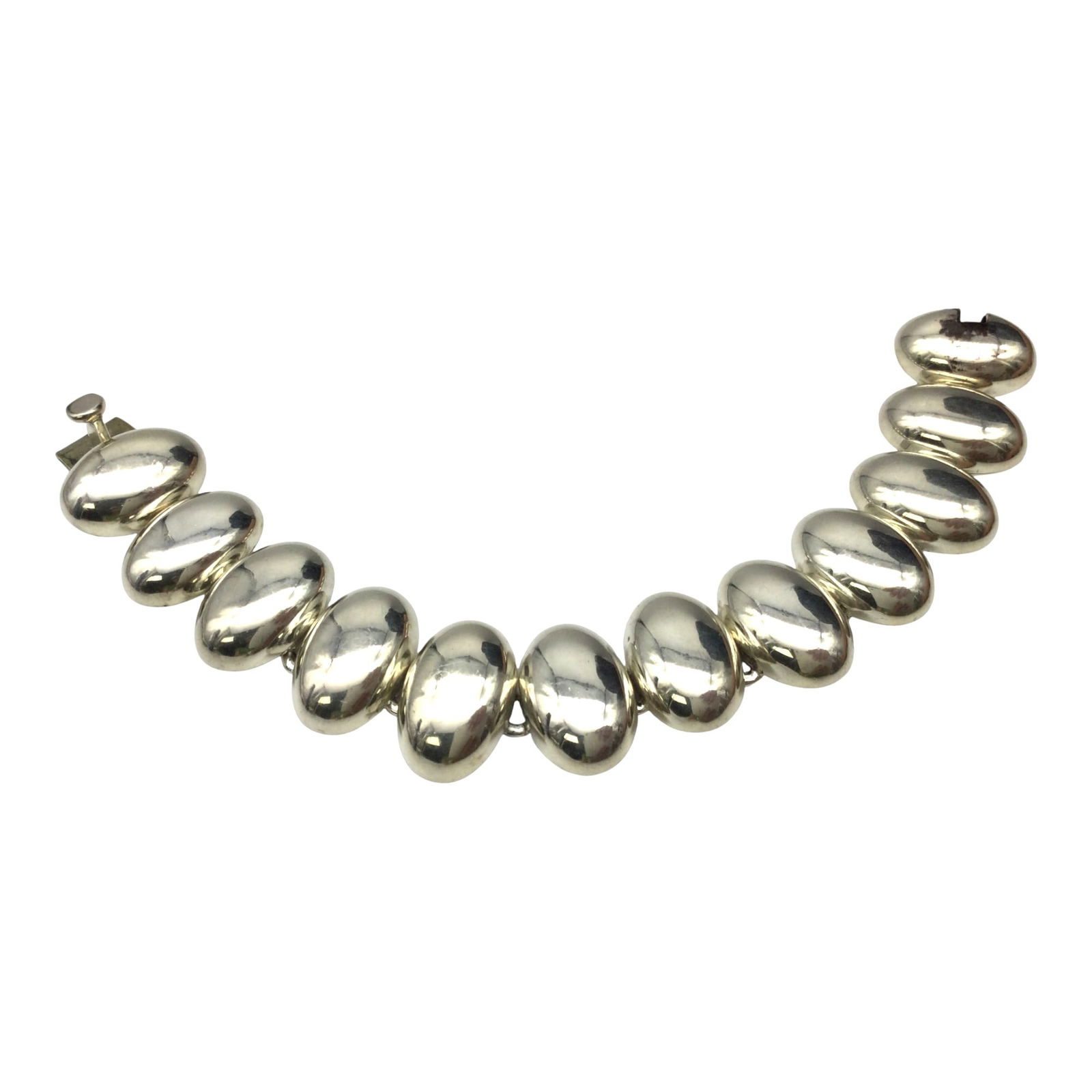 Vintage 925 Mexico Sterling Silver Oval Links Bracelet (1 of 5)