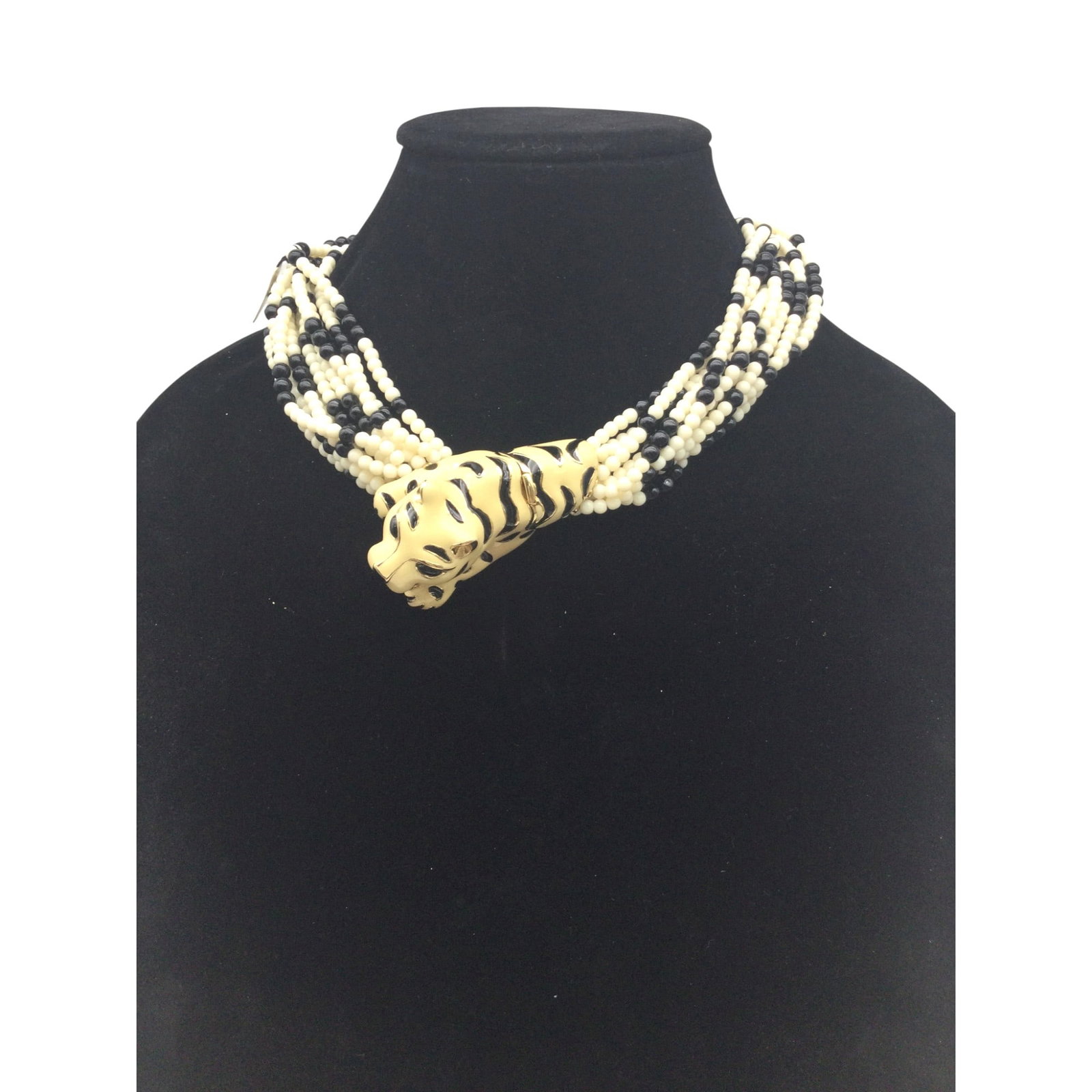 Ciner Enamel Tiger Clasp Necklace (1 of 4)