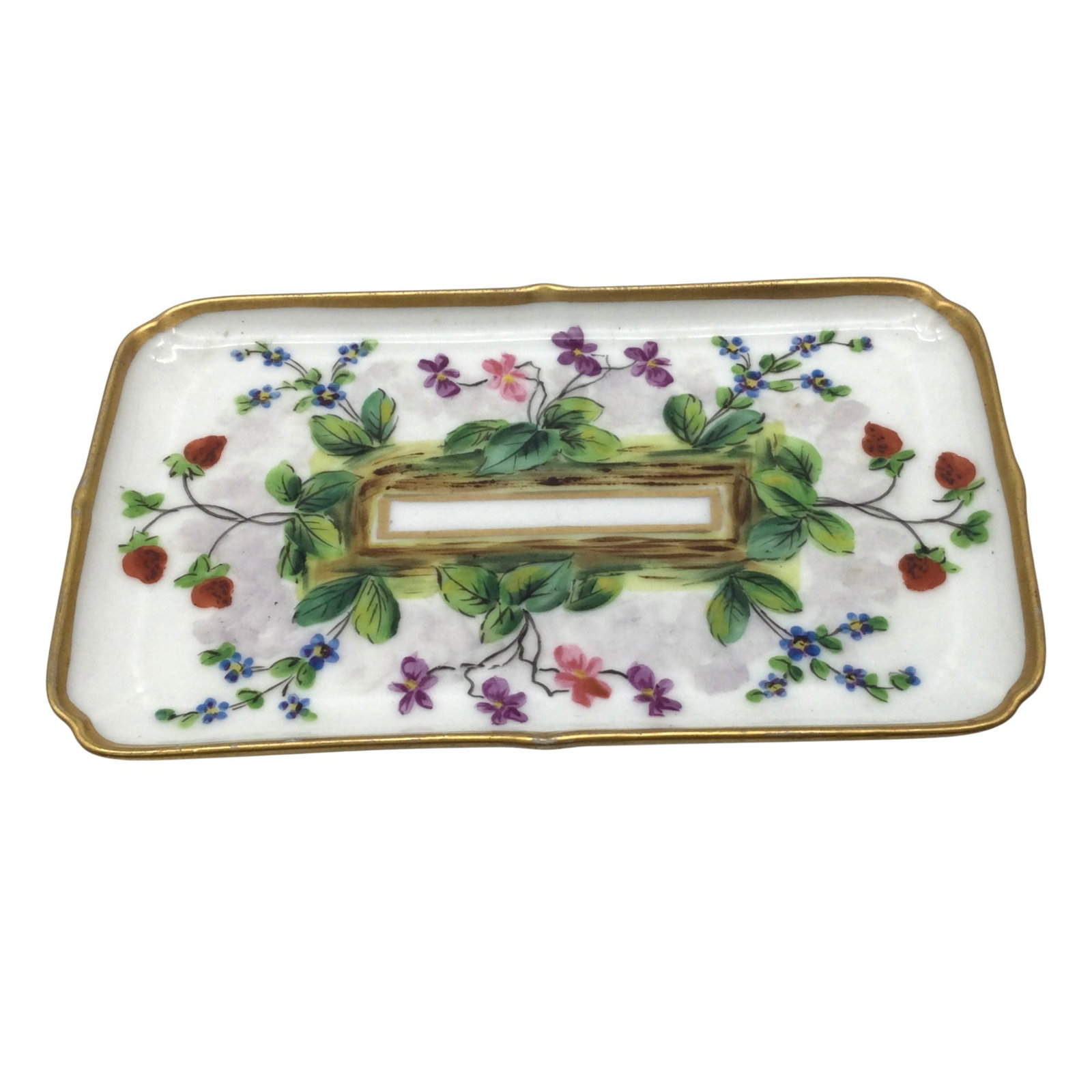 Delvaux Paris Small Porcelain Tray: Delvaux Paris Small Pin Tray. Approx. 5.25 long x 3.25 inches wide.