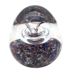 Controlled Halo Bubble Glass Paperweight