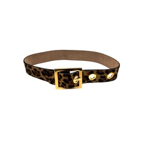 Gucci Calf Hair and Leather Belt with Large Buckle