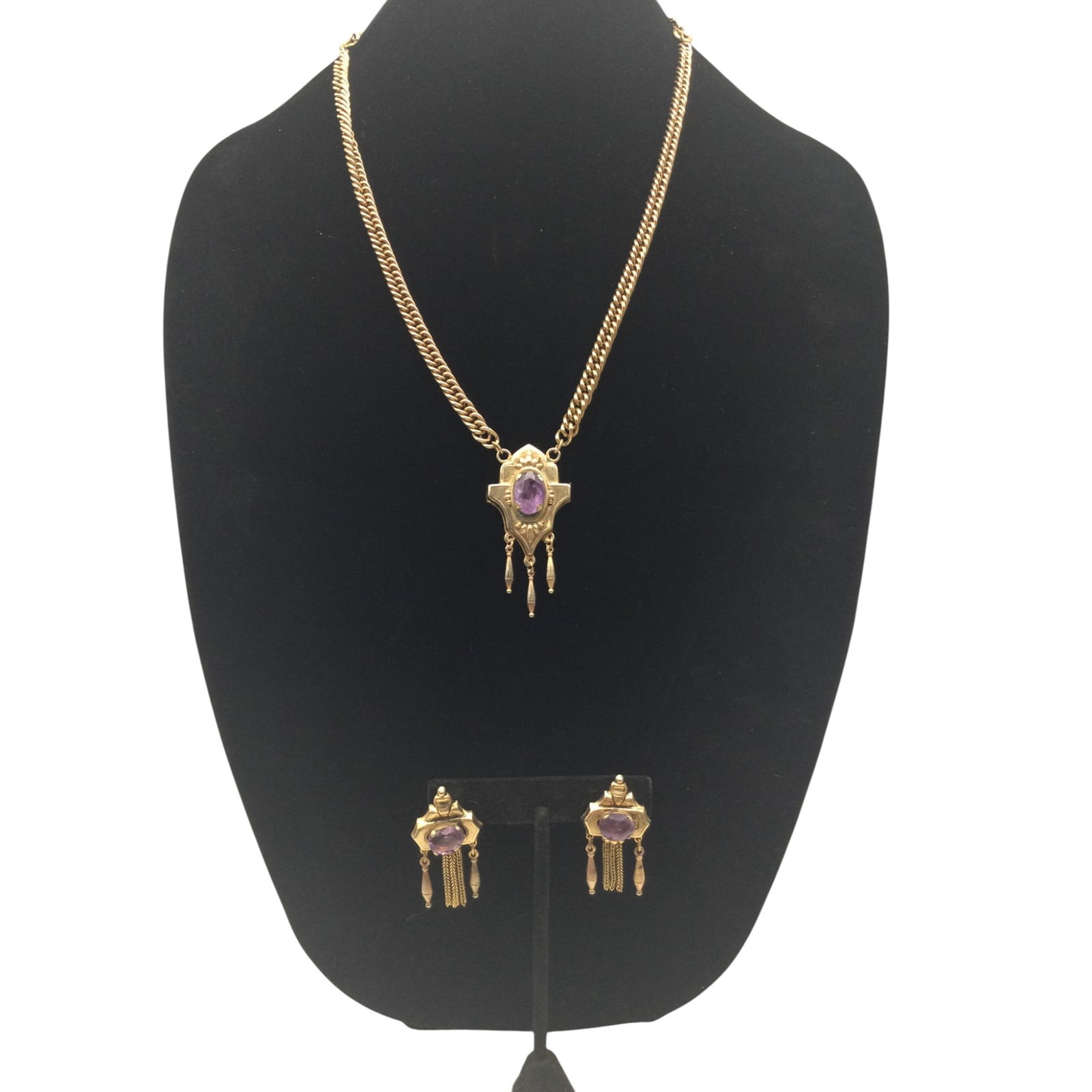Victorian Gold Plated necklace and earrings Set (1 of 7)