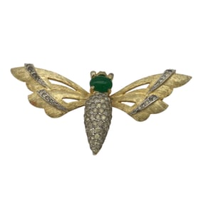 Vintage Panetta Gold Tone and Rhinestone Bug Brooch