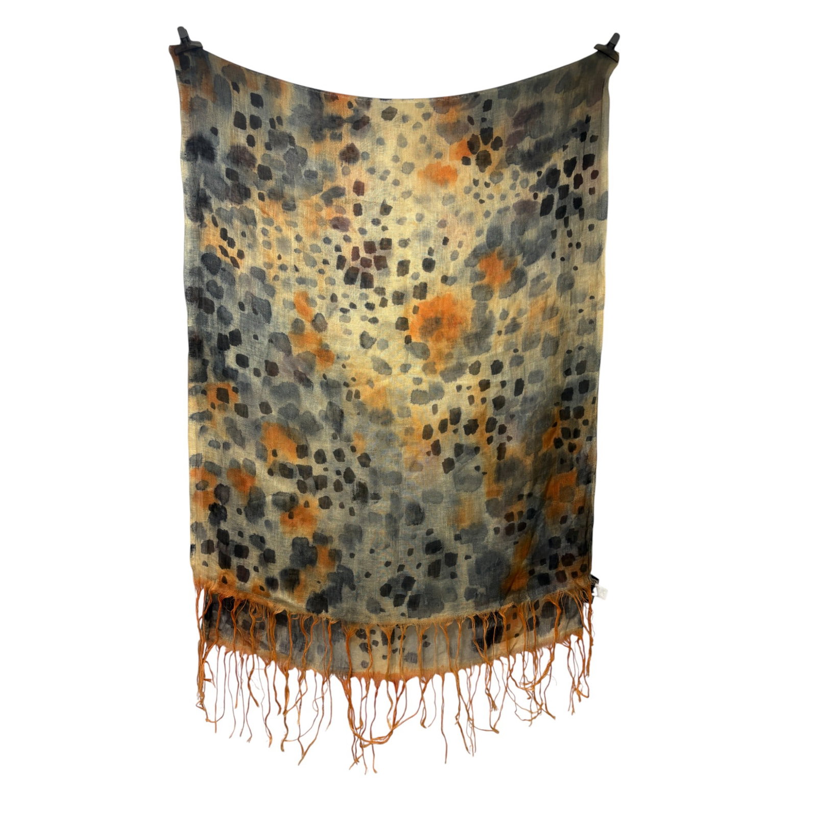 Colombo, Italian, Hand Painted Linen Scarf: Colombo, Italian, Hand Painted leopard pattern Linen Scarf. approx. 30 inches tall x 90 wide.