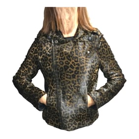 RTA Leather Leopard Print Jacket (Medium)