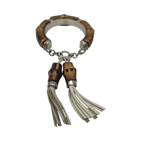 Gucci Bamboo and Sterling Silver Bangle Bracelet