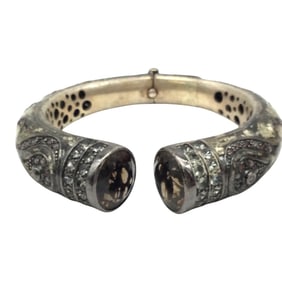 Marked 925 Sterling Silver Hinge Bangle Bracelet