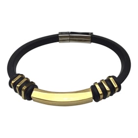 Contemporary Rubber and Gold Plated ID Bracelet