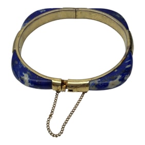 Vintage 925 Lapis Lazuli Bangle Bracelet