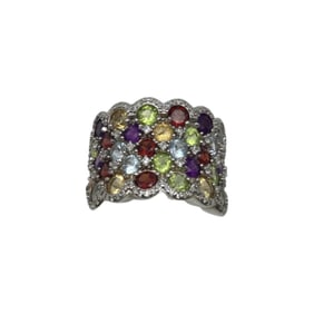 925 Multi Color Gemstone Ring Size 7