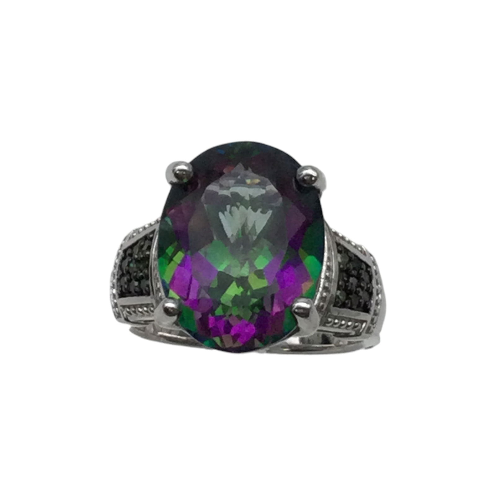 925 Rainbow Color Gemstone Ring Signed BBJ: 925 Mystic Topaz (Rainbow) Gemstone Stone Signed BBJ, Size 8