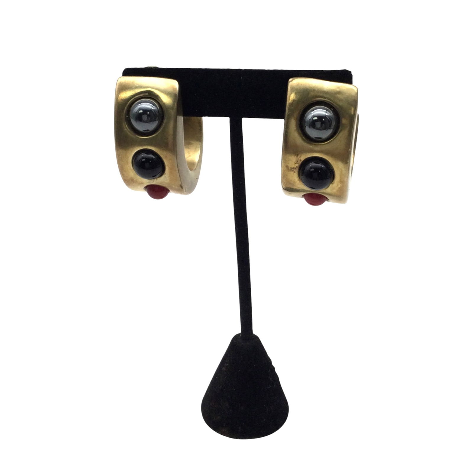 Vintage Large Simone Sebbag 925 Earrings: Large Simone Sebbag Signed 925 Gold Plated Clip On earrings. Approx. 1.5 long x .75 at widest.