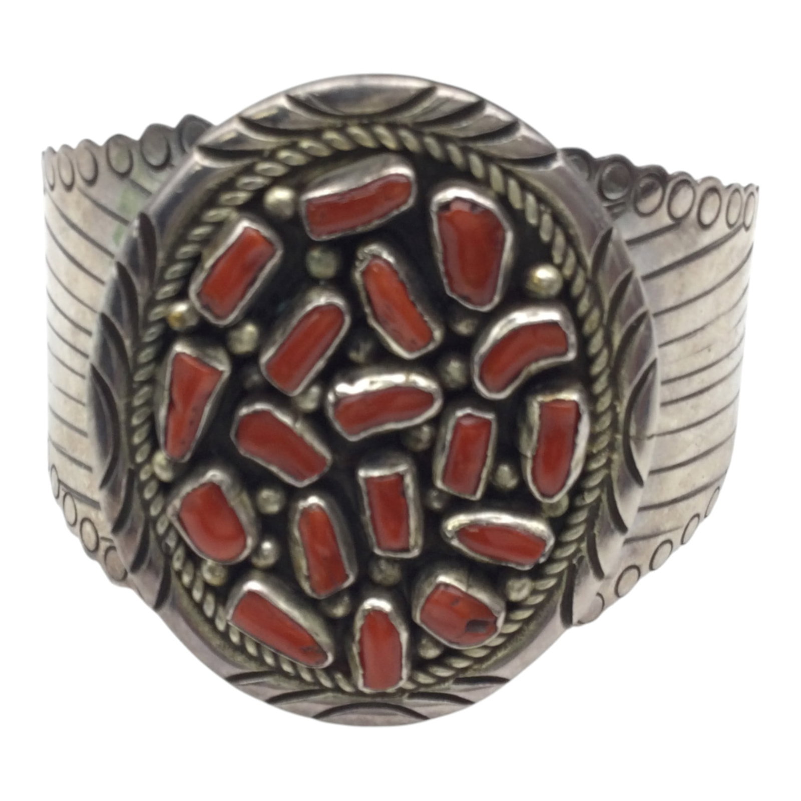 RO Signed Sterling Silver Southwestern Cuff Bracelet (1 of 6)