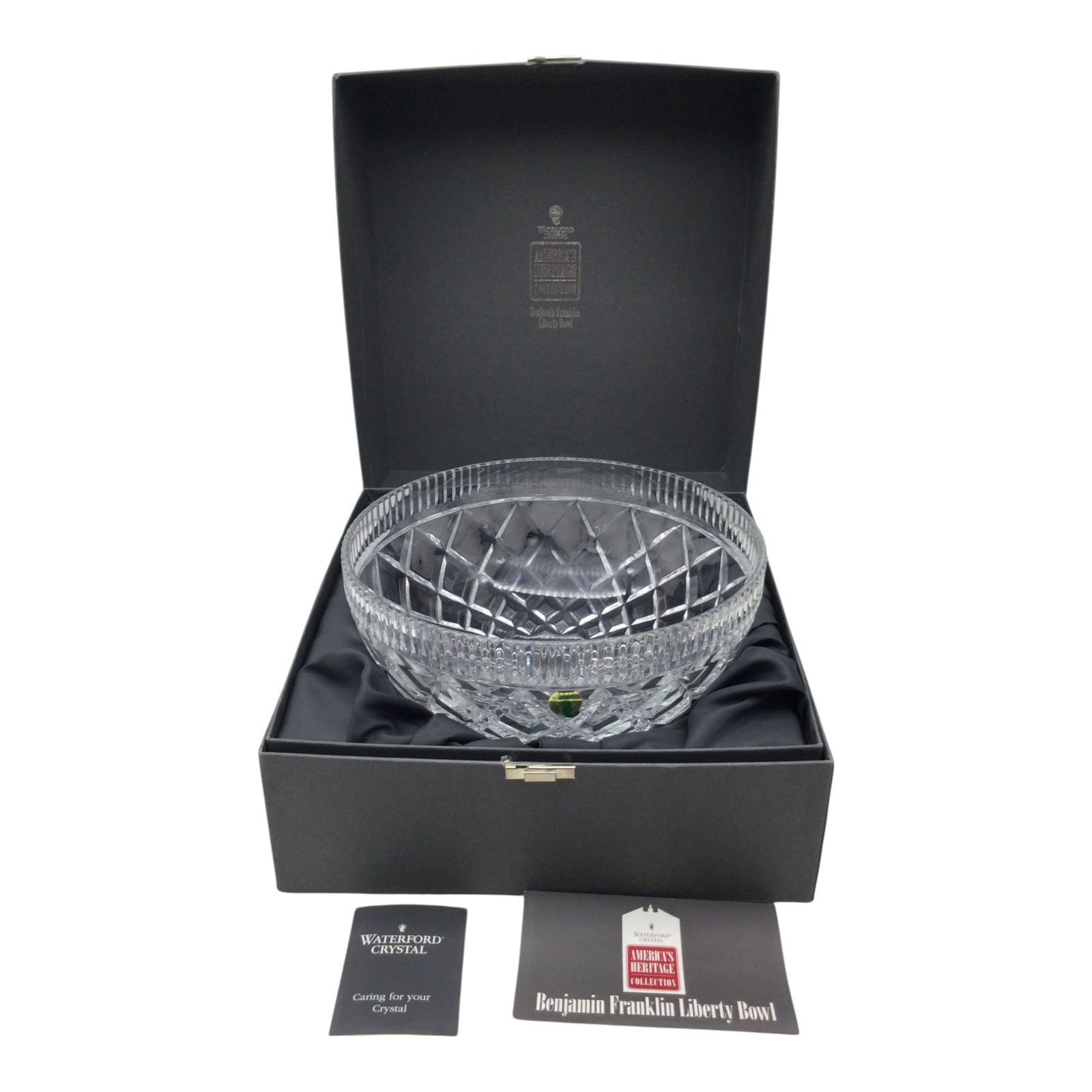 Waterford Crystal Liberty Bowl and Box.: Waterford Crystal America's Heritage Collection Benjamin Franklin Liberty Bowl. Approx. 6 inches tall x 9.75 across. 7 lbs.