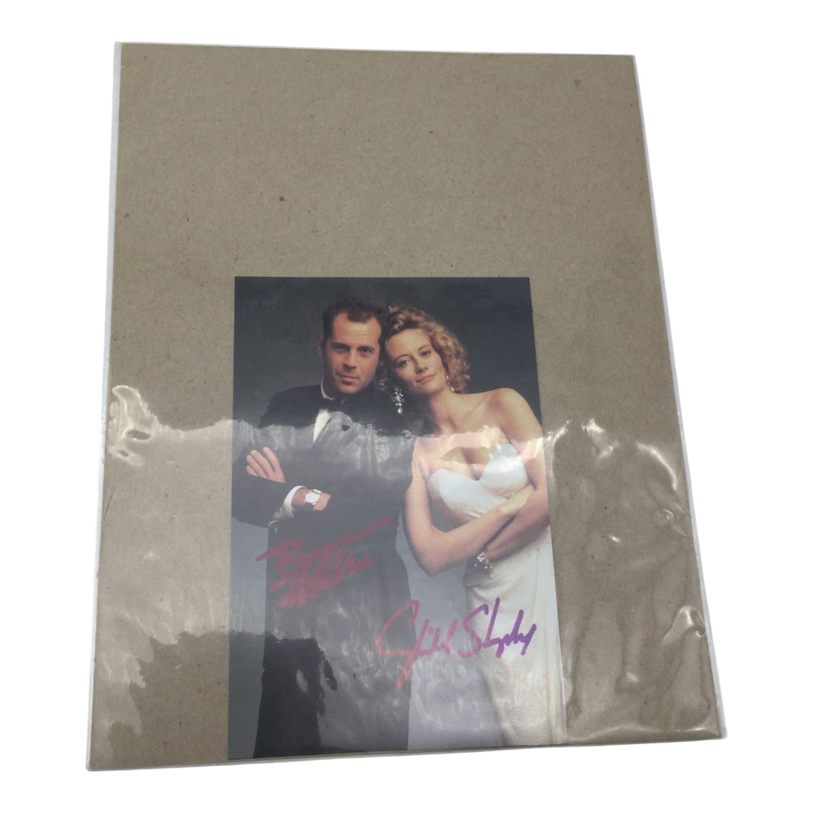 Cybill Shepherd and Bruce Willis with COA Autographs: Signed magazine cut out by Cybill Shepherd and Bruce Willis with COA. Image is from promotion from Moonlighting is an American comedy drama television series that aired on ABC from 1985 to 1989. Image
