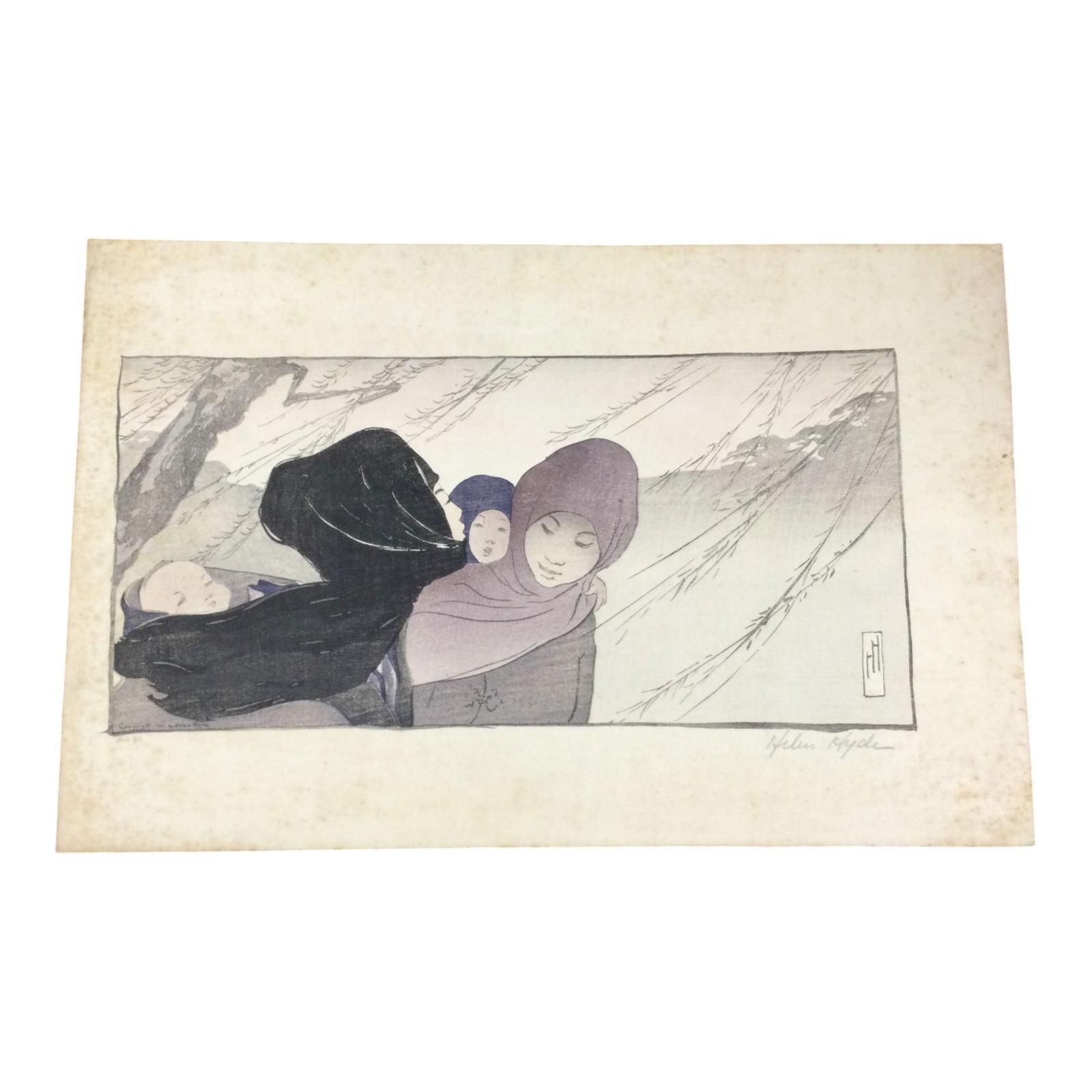 Helen Hyde (1868-1919, Pasadena, CA) Signed and Numbered Color Woodcut (1 of 3)