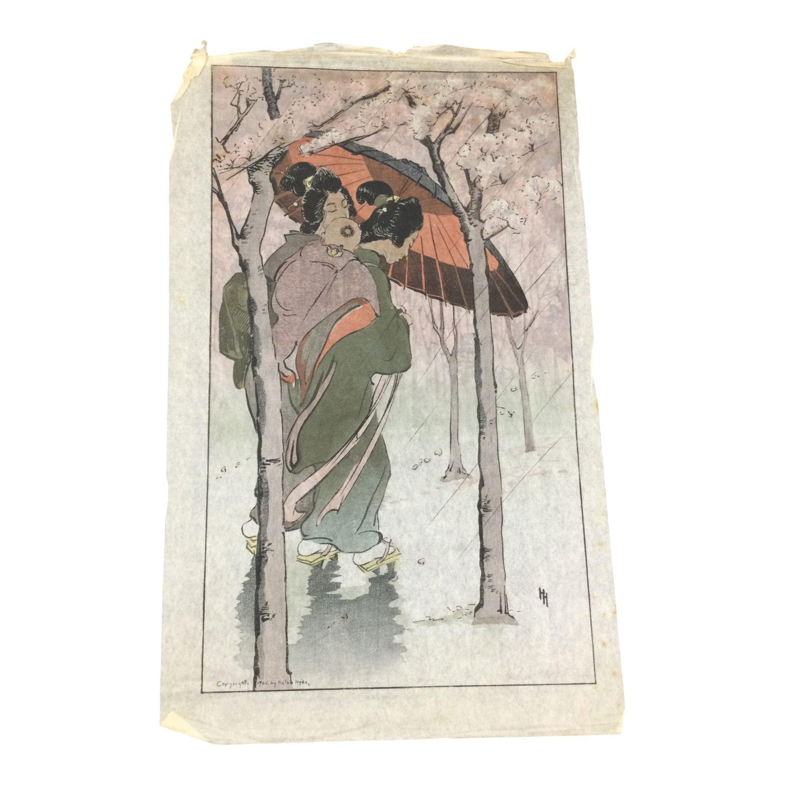 Helen Hyde (1868-1919, Pasadena, CA) Signed Color Woodcut (1 of 5)