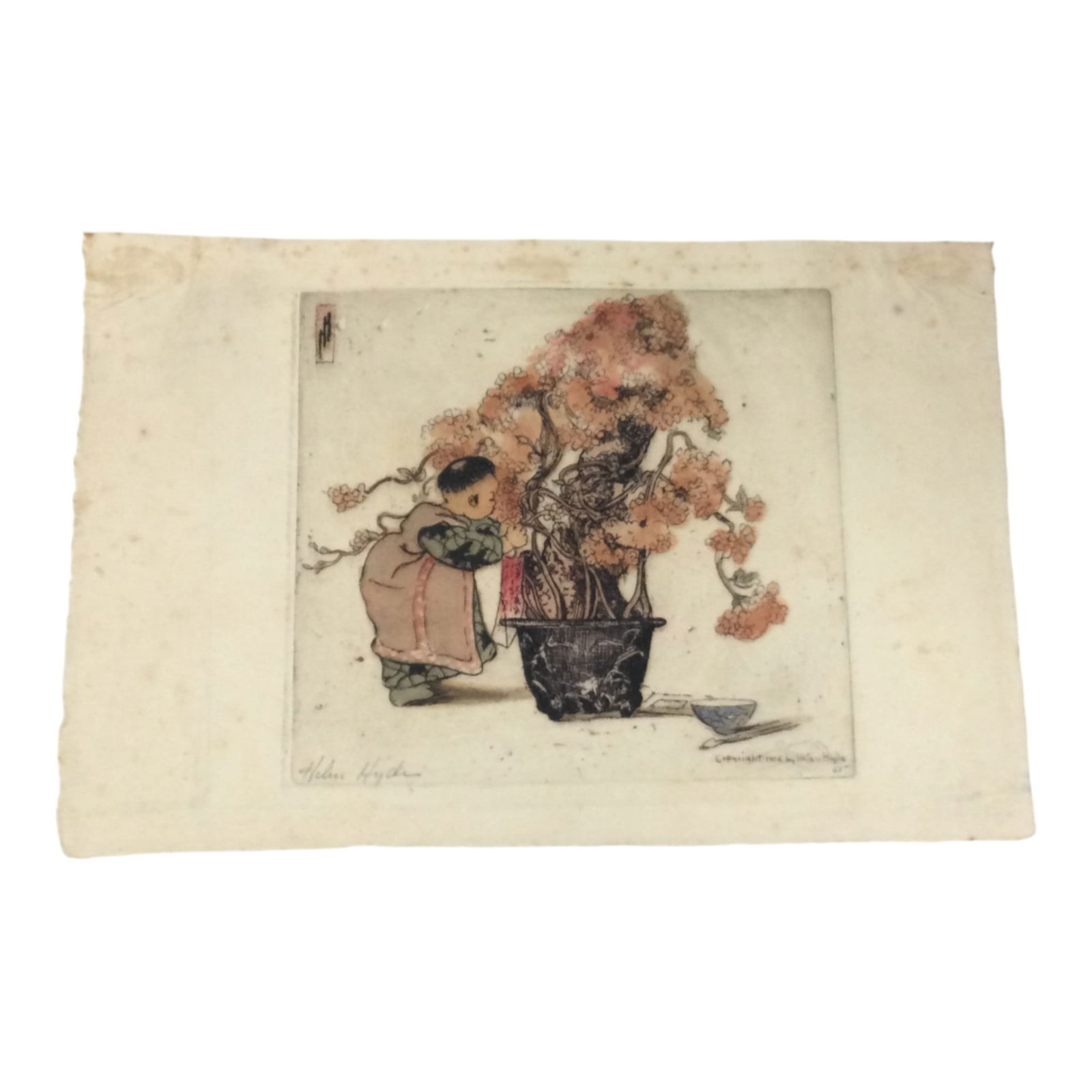 Helen Hyde (1868-1919, Pasadena, CA) Signed Color Woodcut (1 of 5)