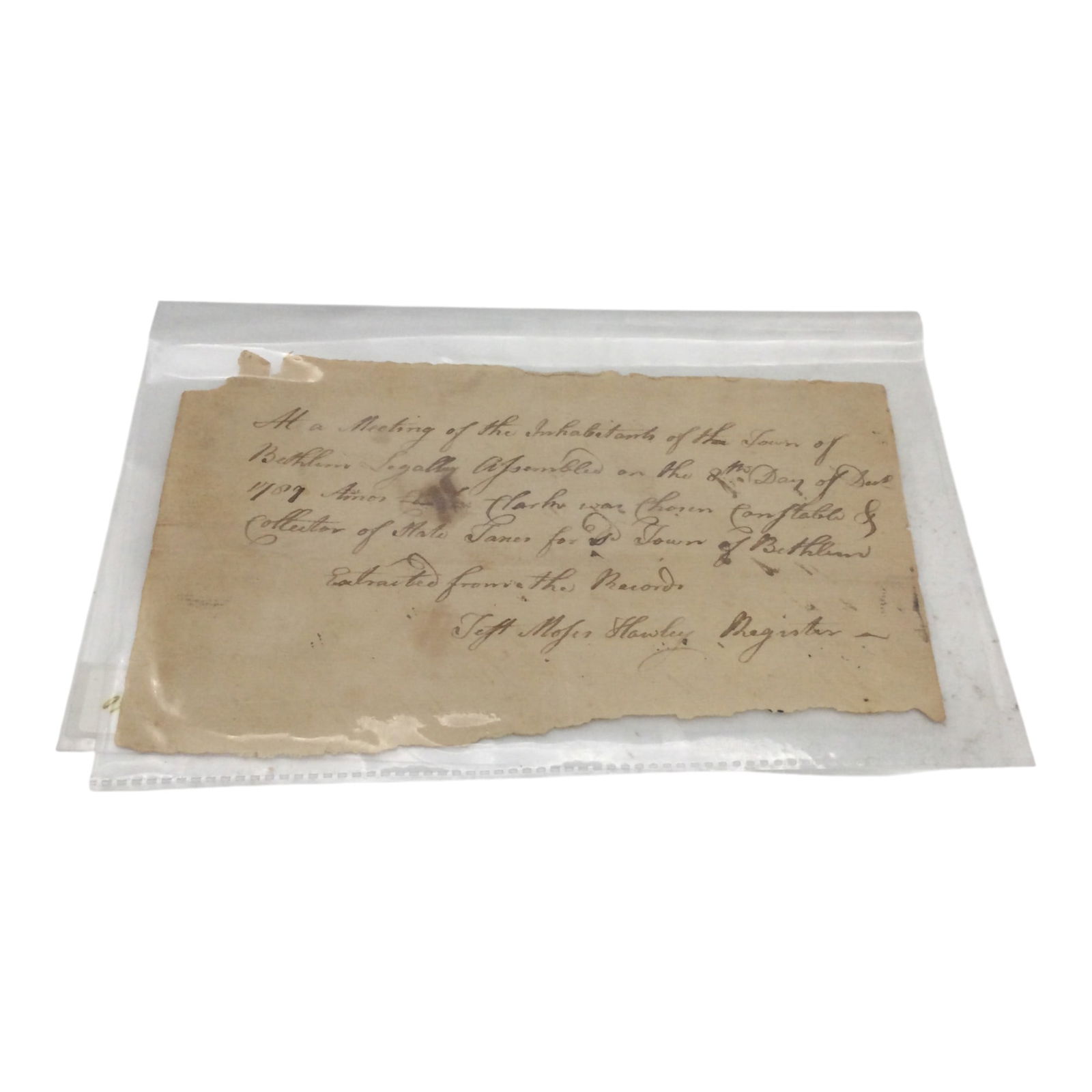 Hawley, Moses Document Signed-Ratification of the Constitution 1787 (1 of 2)