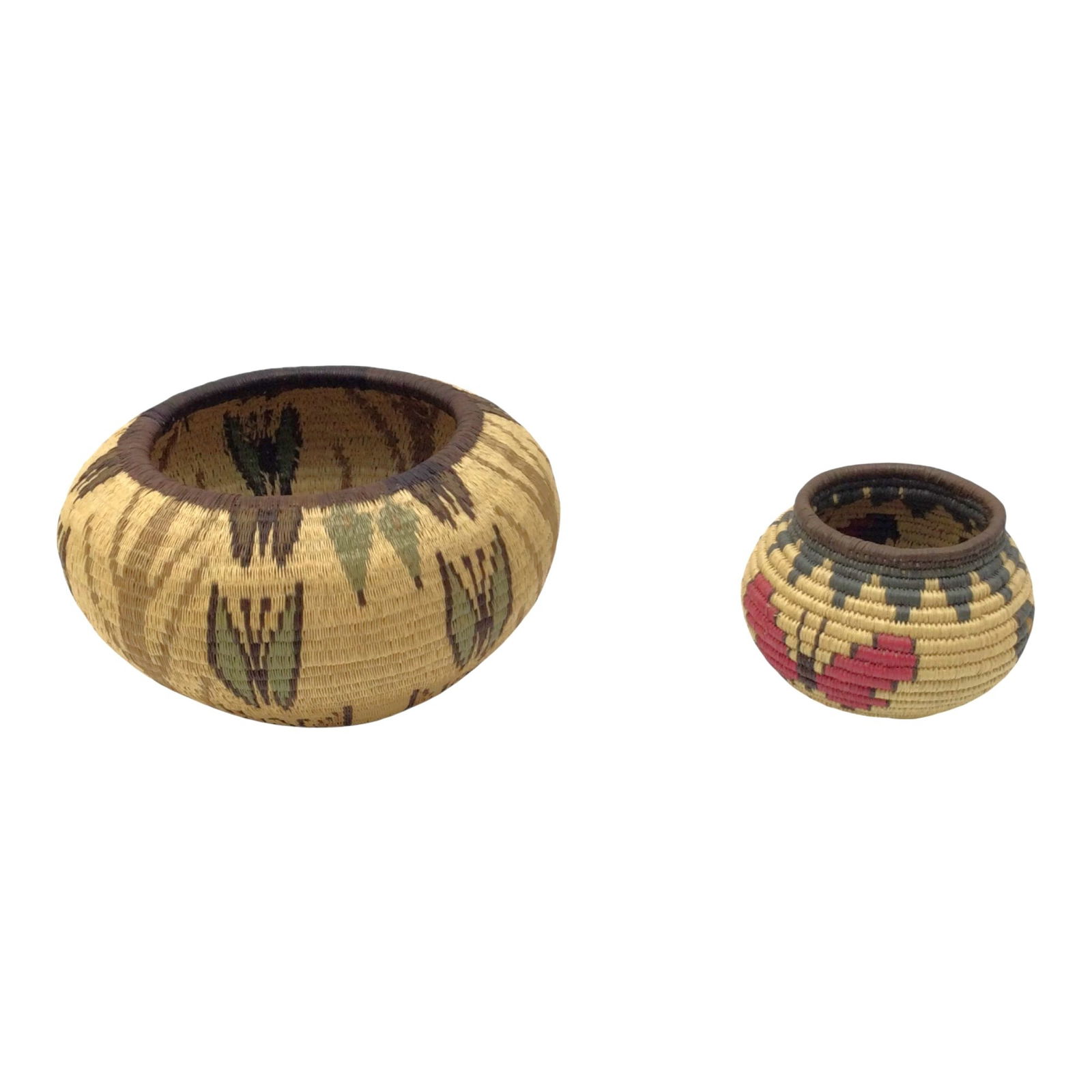 Pair Small Woven Baskets - 2