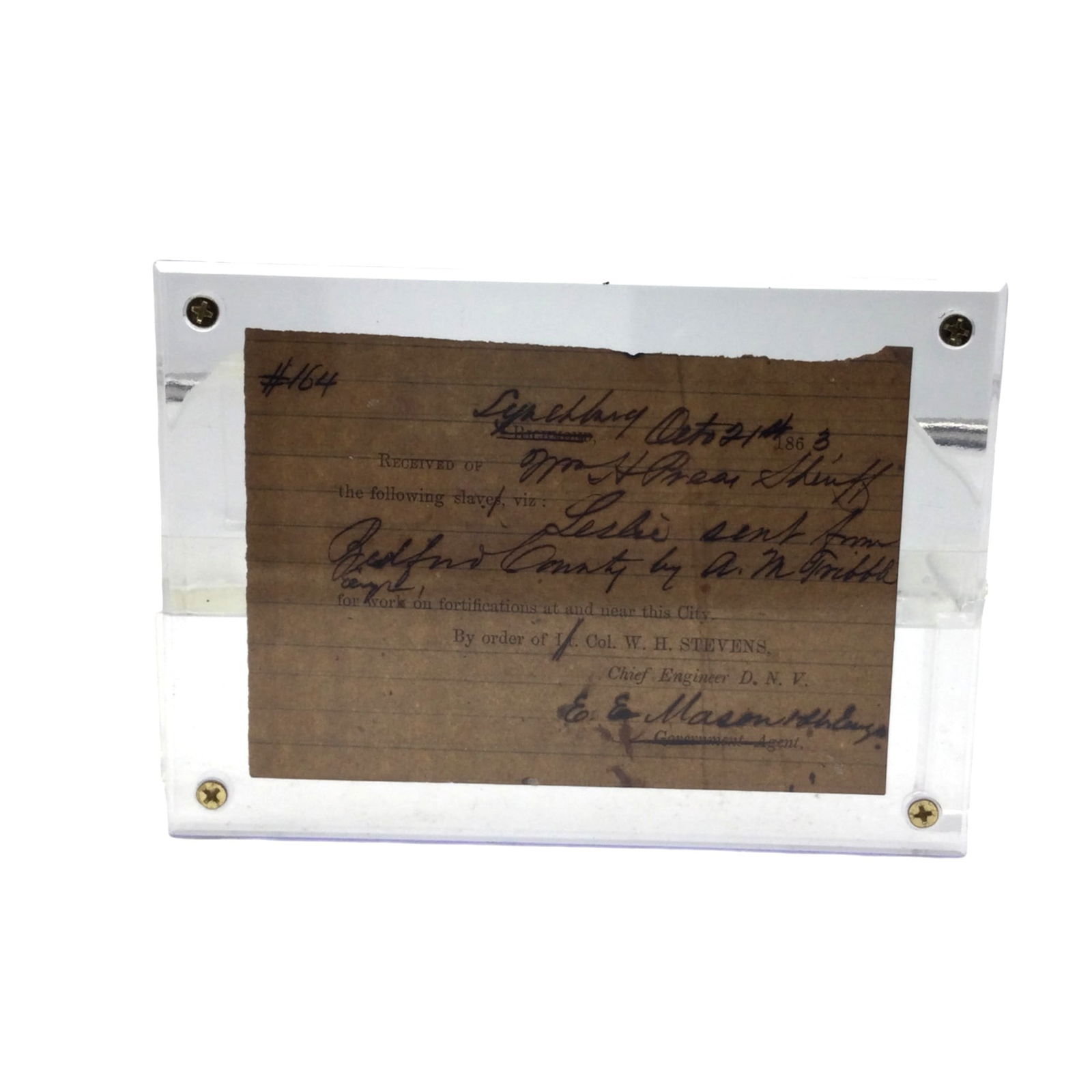 Civil War, confederate, military, slave, Lynchburg Virginia document 1863 (1 of 2)