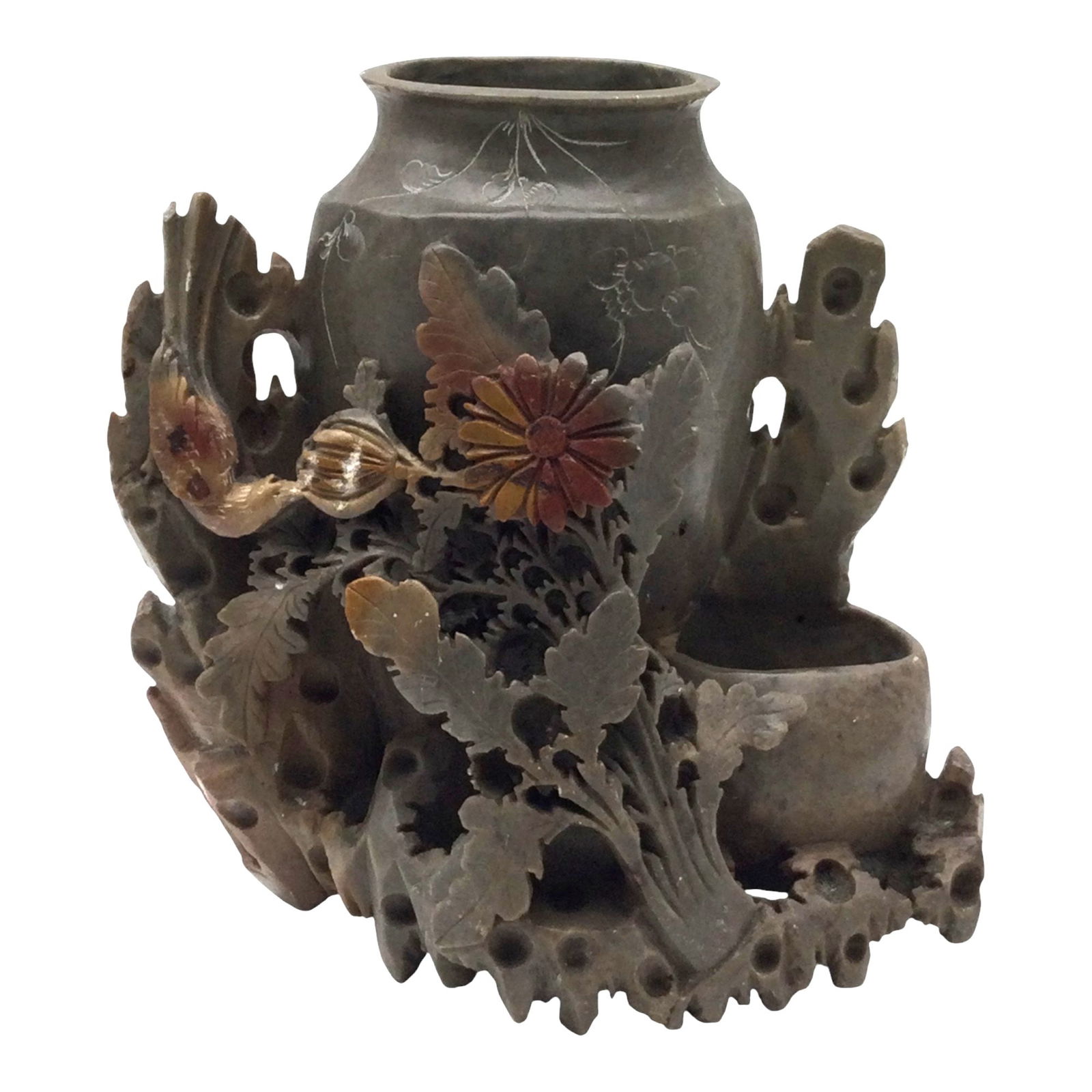 Chinese Hand Carved Soapstone Vase (1 of 5)