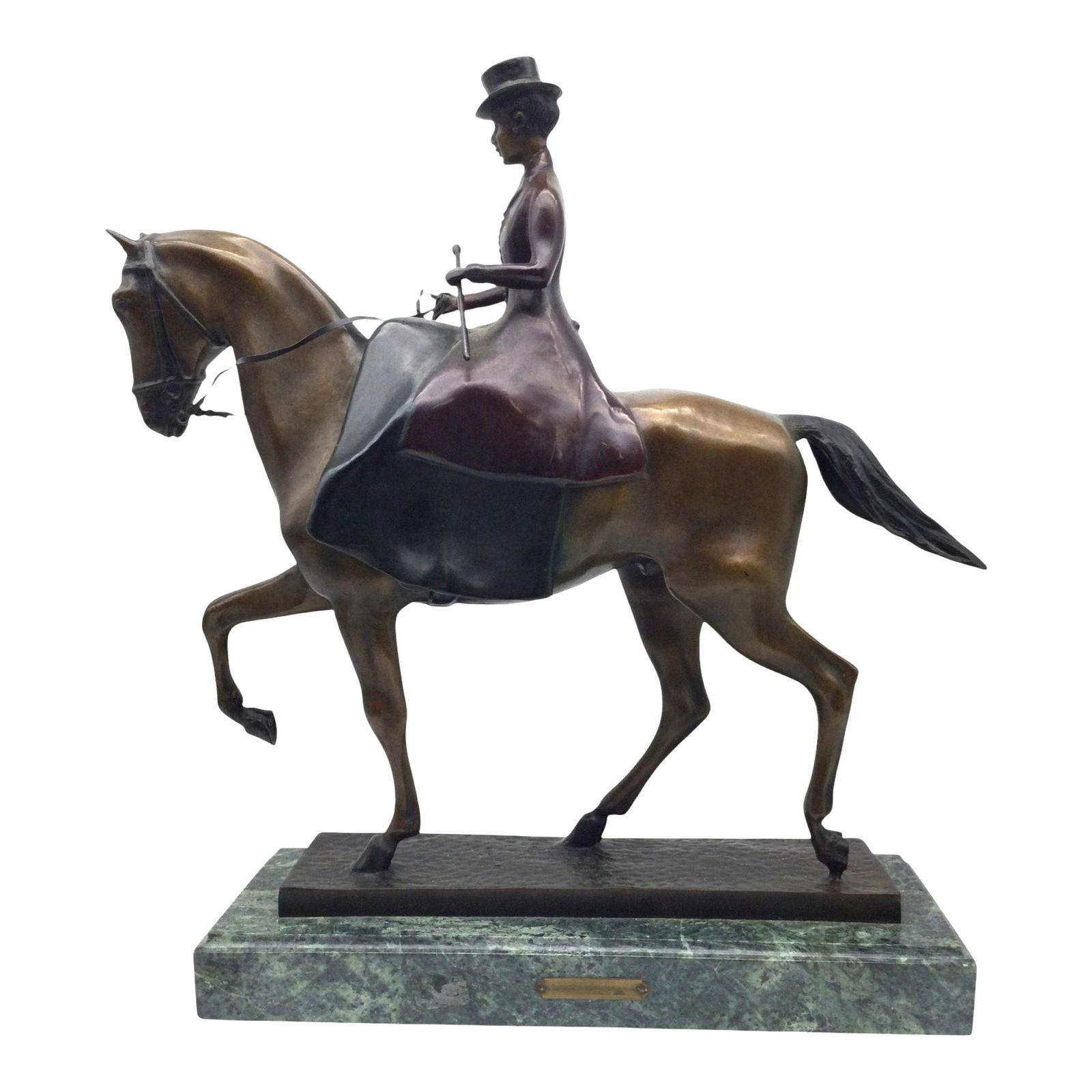 A. Deluca Signed Patinated Equestrian Bronze Sculpture (1 of 5)