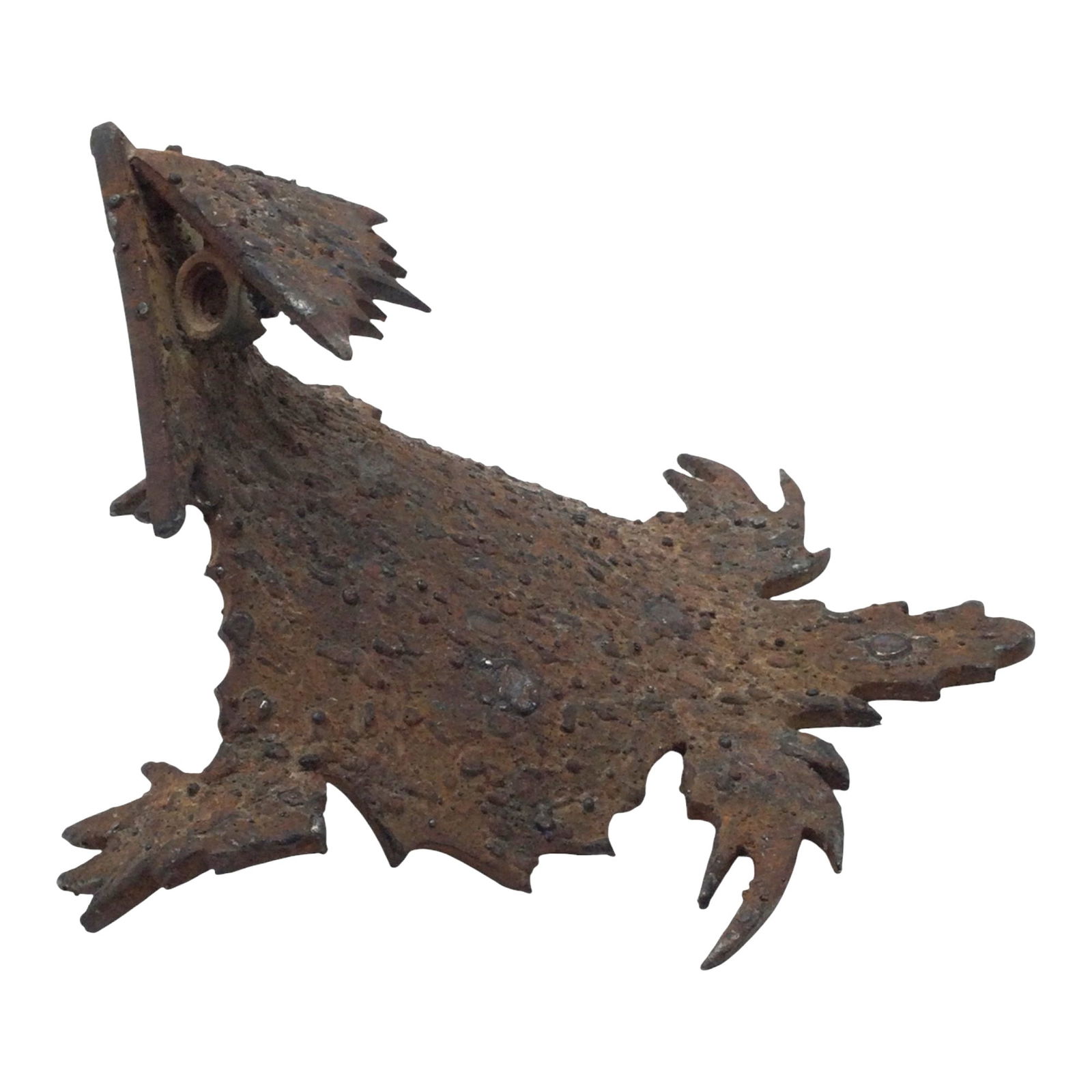 Dan Day (1953 - 2016) Signed Metal Sculpture: Dan Day (1953 - 2016) Signed cut Metal horned toad Sculpture. Approx. 4 inches tall x 6 wide x 6 deep, 1.8 lbs.