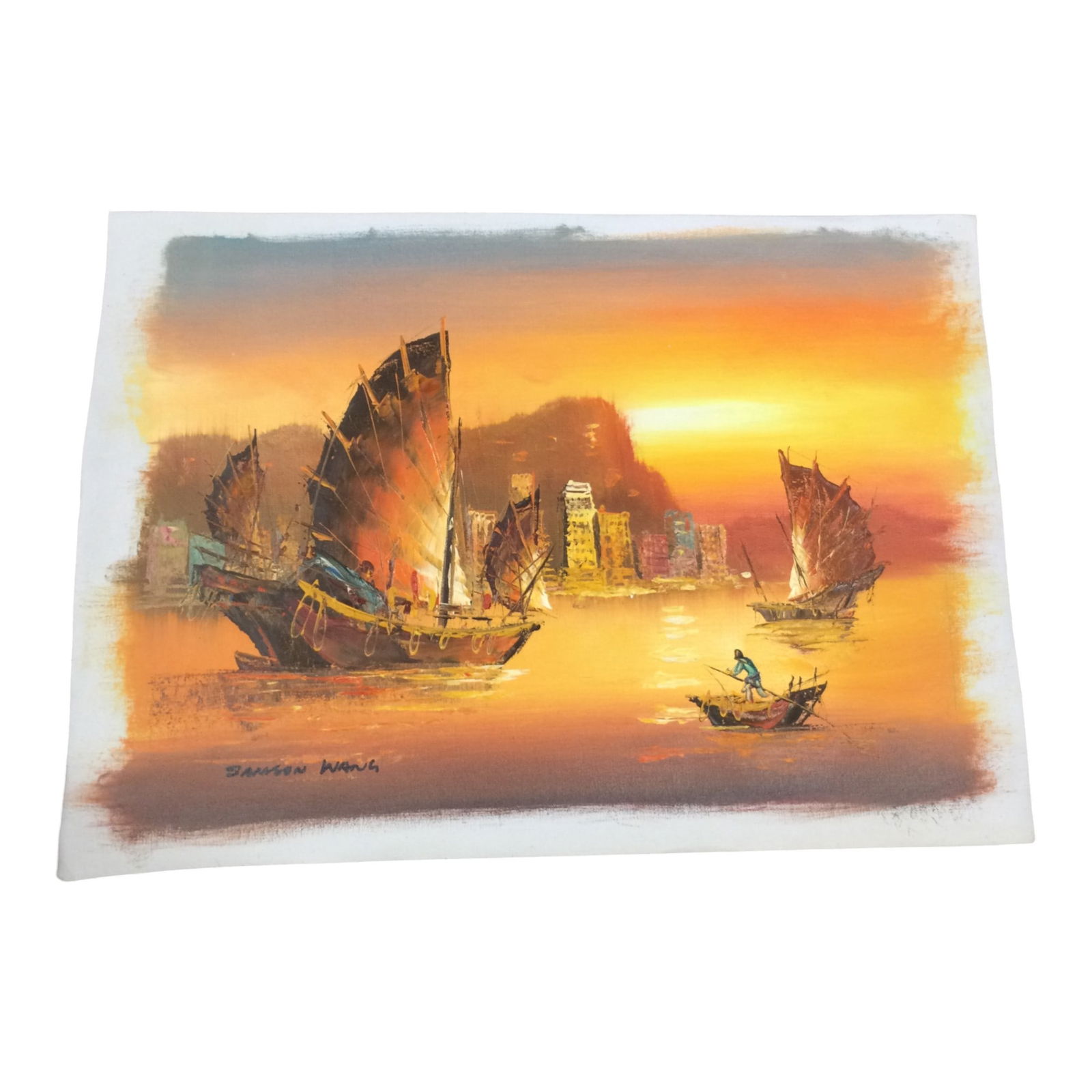 Samson Wang Signed Oil on Canvas (1 of 3)