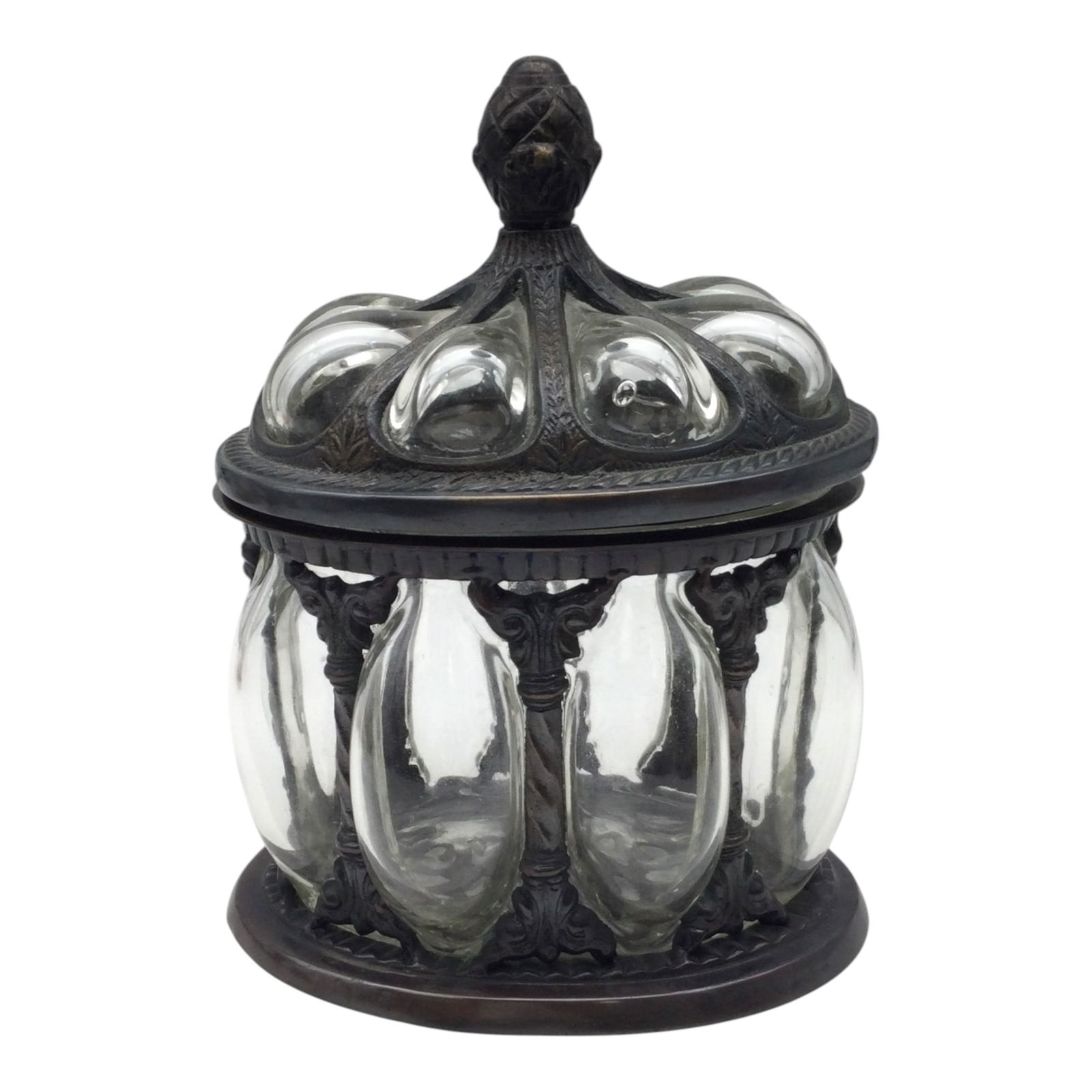 Brass and Hand Blown Bubble Glass Apothecary Jar (1 of 9)