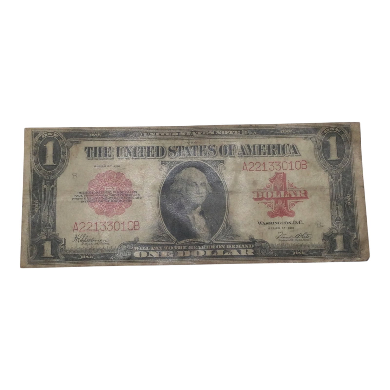 1923 United States Red Seal Large Size $1 Note (1 of 2)