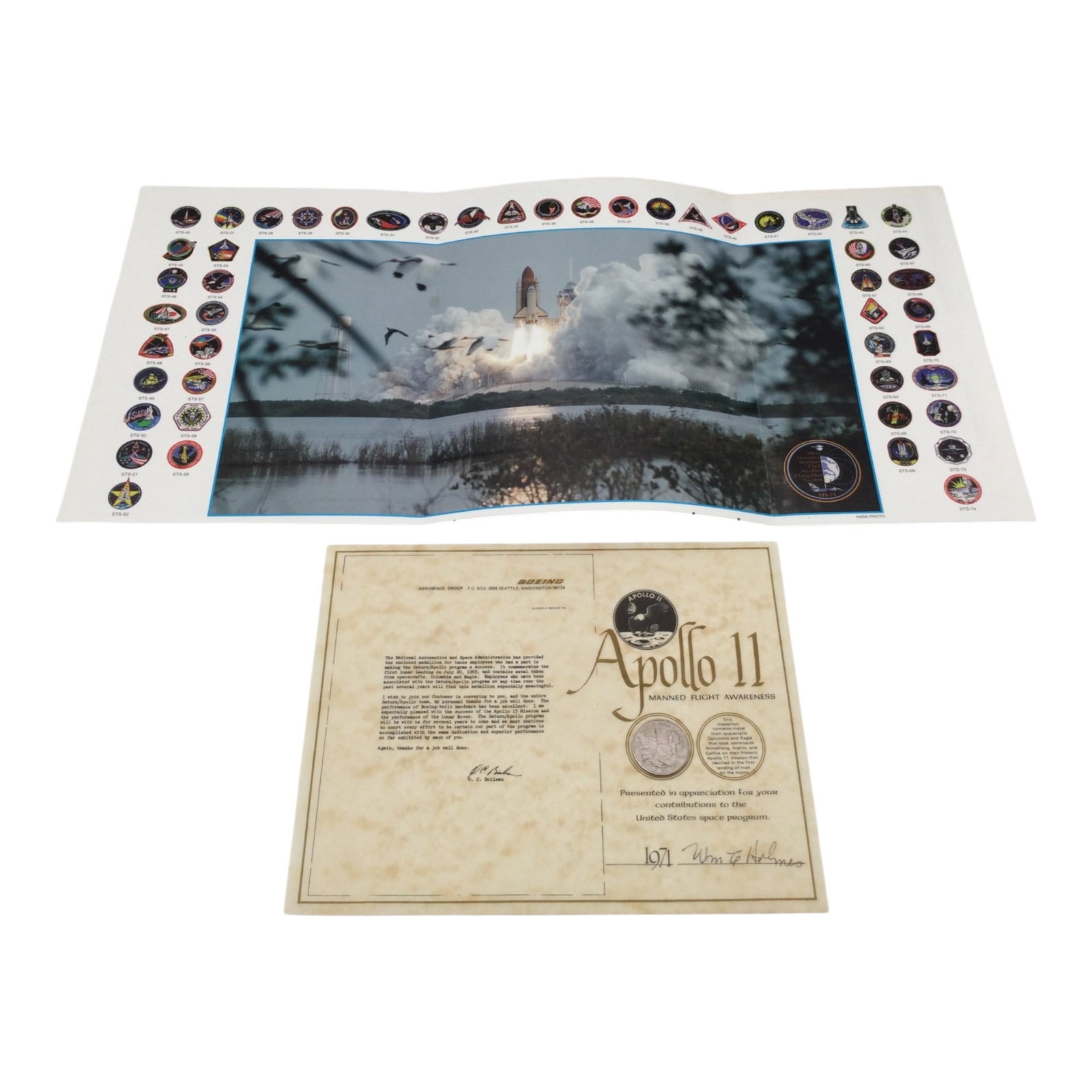 Apollo 11 Poster and Medallion Made from Spacecrafts Metals with Cert. (1 of 7)