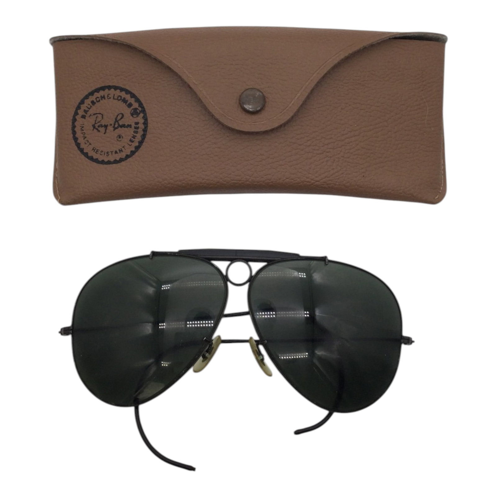 1970's Bausch & Lomb Ray Ban G15 Shooting Aviator Glasses w/ Case (1 of 2)