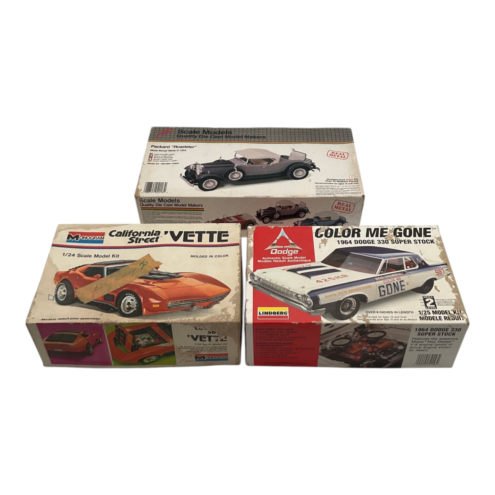Lot of 3 Model Kits: Die Cast Roadster, California Street Vette and 1964 Dodge 330 Super Stock (1 of 16)