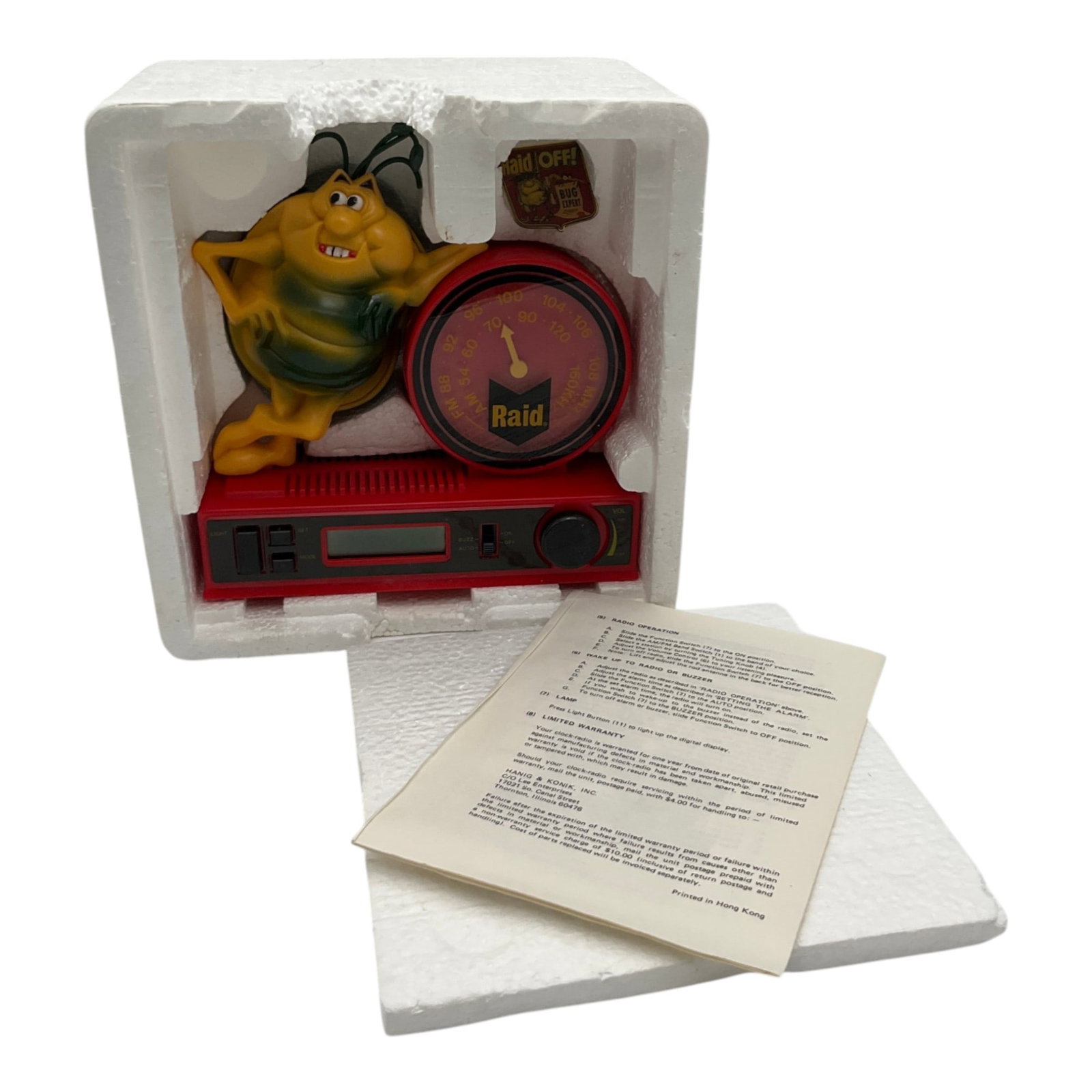 Raid Bug AM/FM Digital Clock Radio w/ Manual (1 of 3)