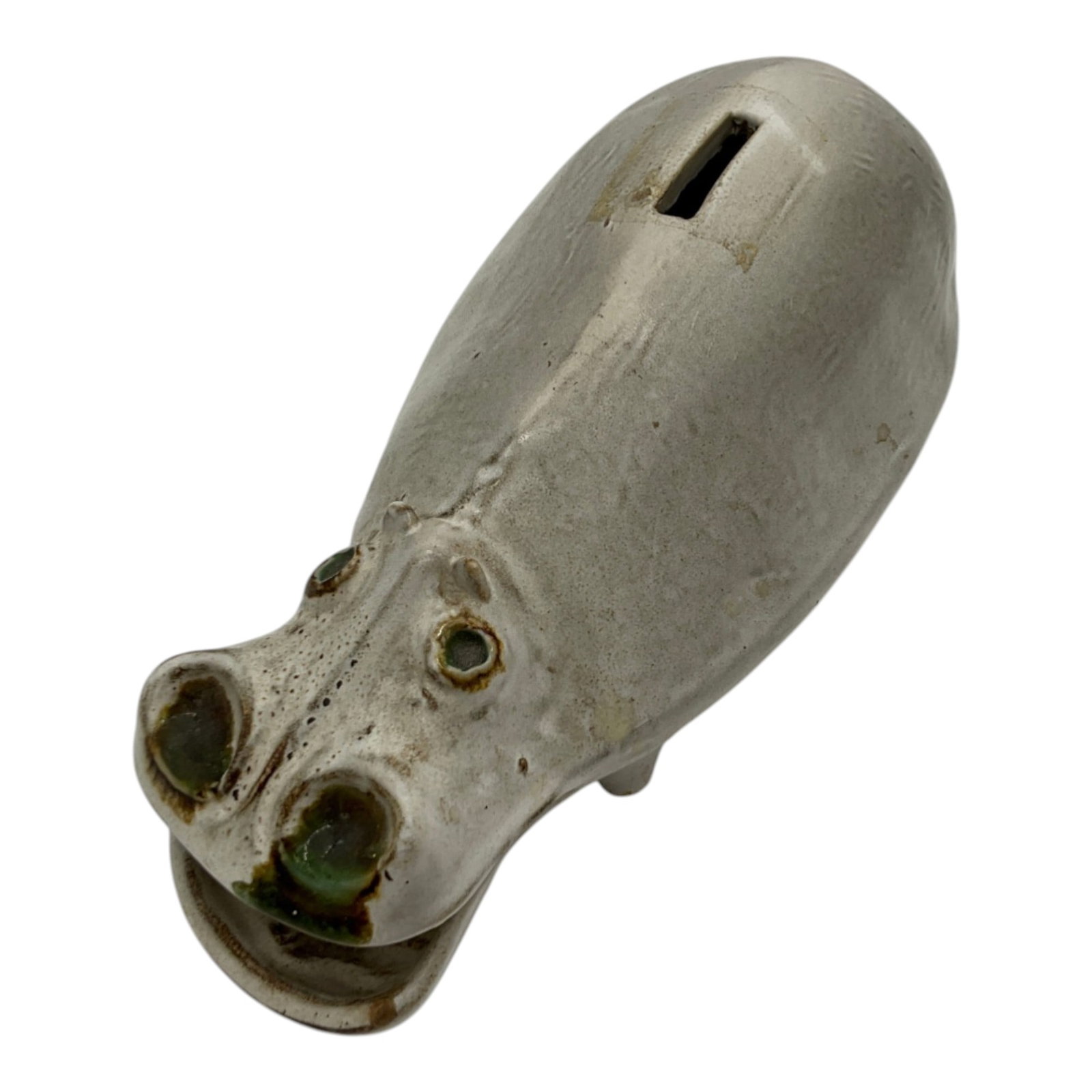 Bennington Potters Ceramic Hippo Coin Bank: Bennington Potters Ceramic Hippo Coin Bank 1565. Approx. 3.5 inches tall x 4 wide x 9.5 deep,