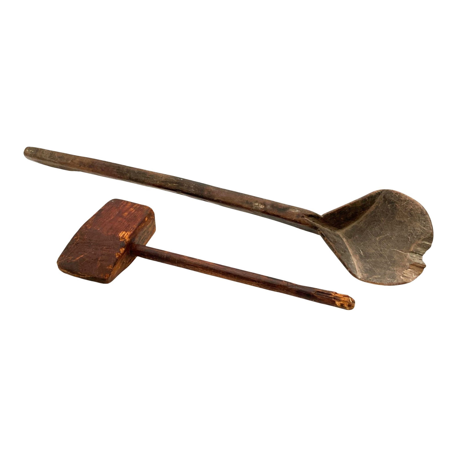 Pair Hand Carved Wooden Tools (1 of 2)