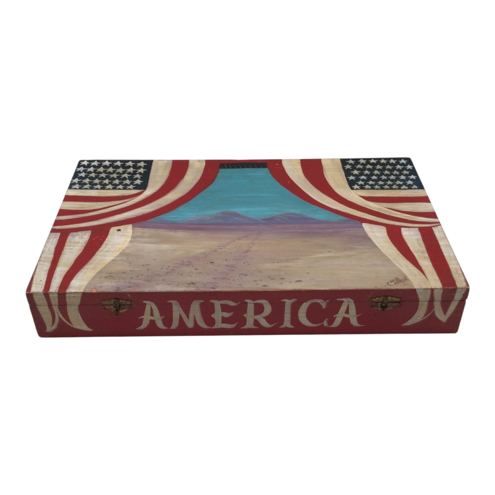 Chris Cooper Signed Hand Painted Americana Box (1 of 7)
