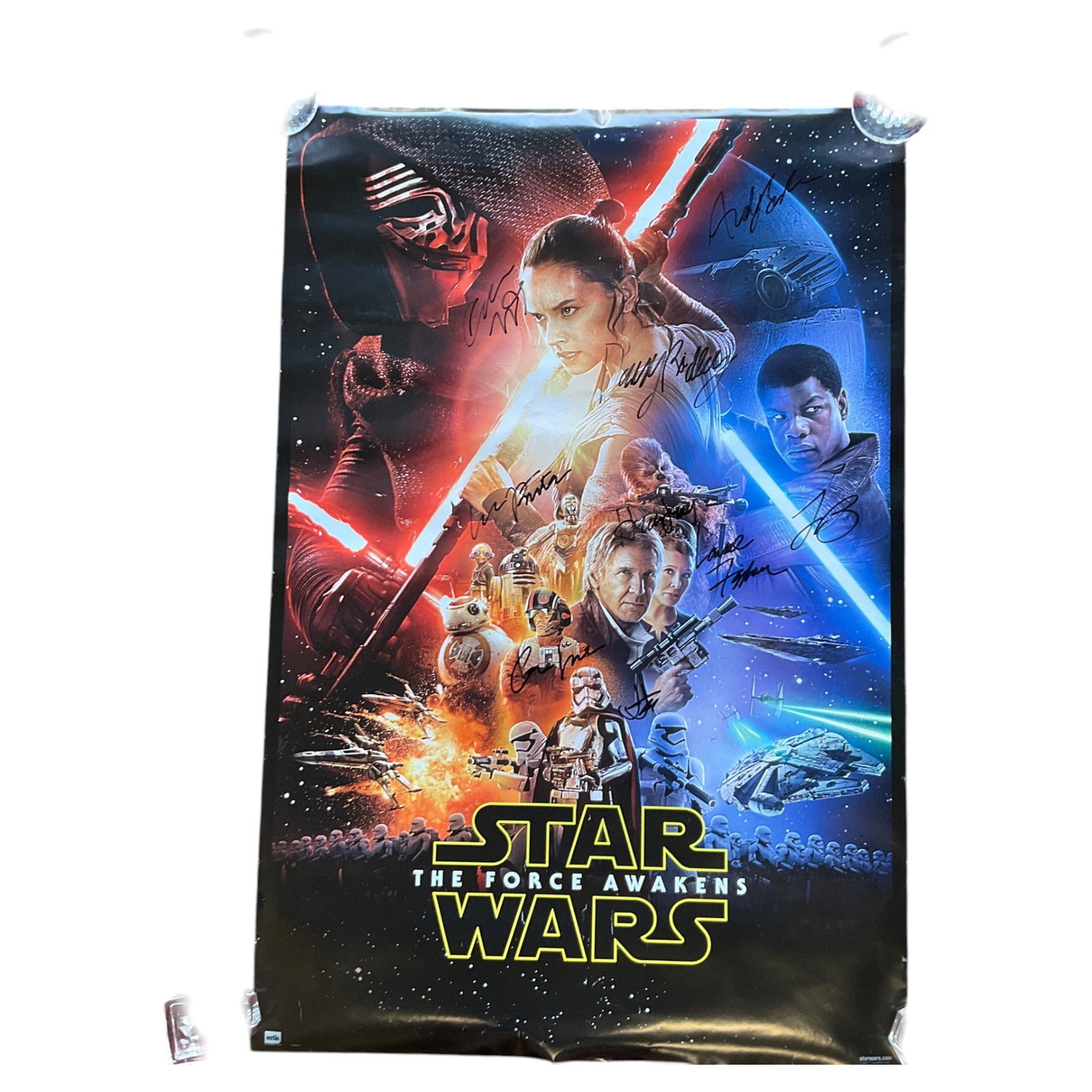 9 Cast Members Signed Star Wars The Force Awakens Poster (1 of 8)