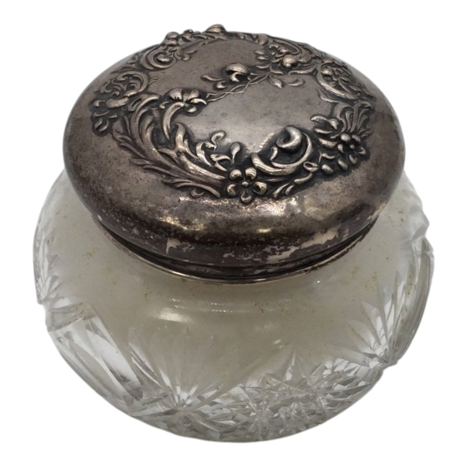 Sterling Silver Lidded Glass Powder Jar (1 of 6)