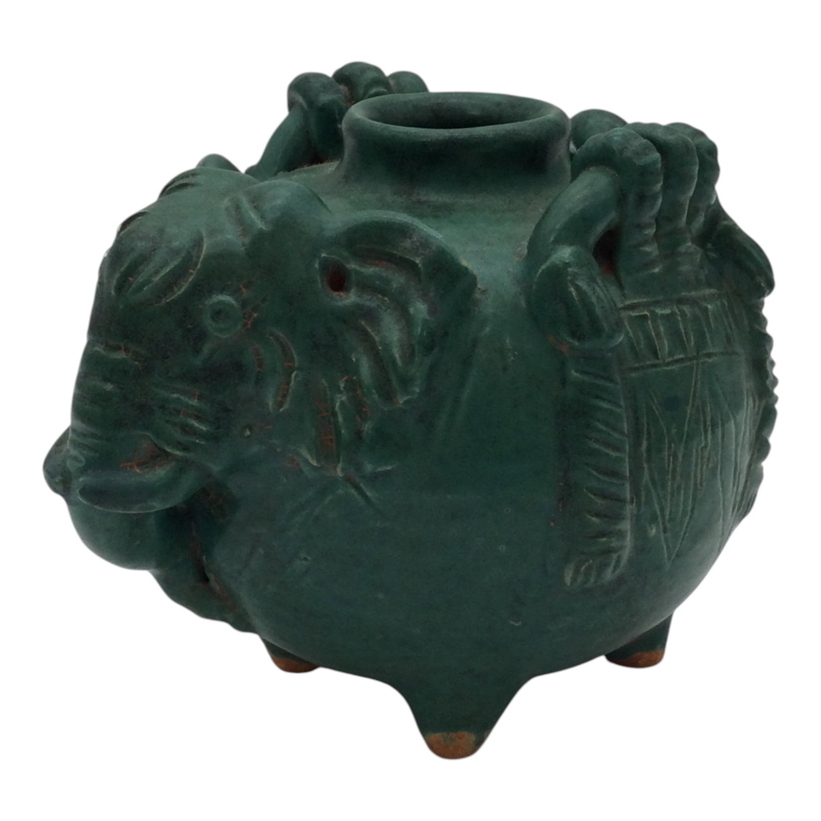 Vintage Asian Elephant Vase: Vintage Oriental Elephant Vase. Approx. 4 inches tall x 4 wide x 5.5 deep, 1.7 lbs.