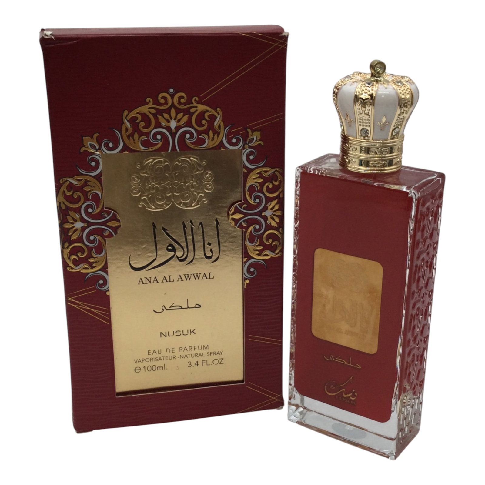 Nusuk Ana Al Awwal Malaki Eau De Parfum: Nusuk Ana Al Awwal Malaki Eau De Parfum spray 3.4 Fl. oz bottle. Approx. full.