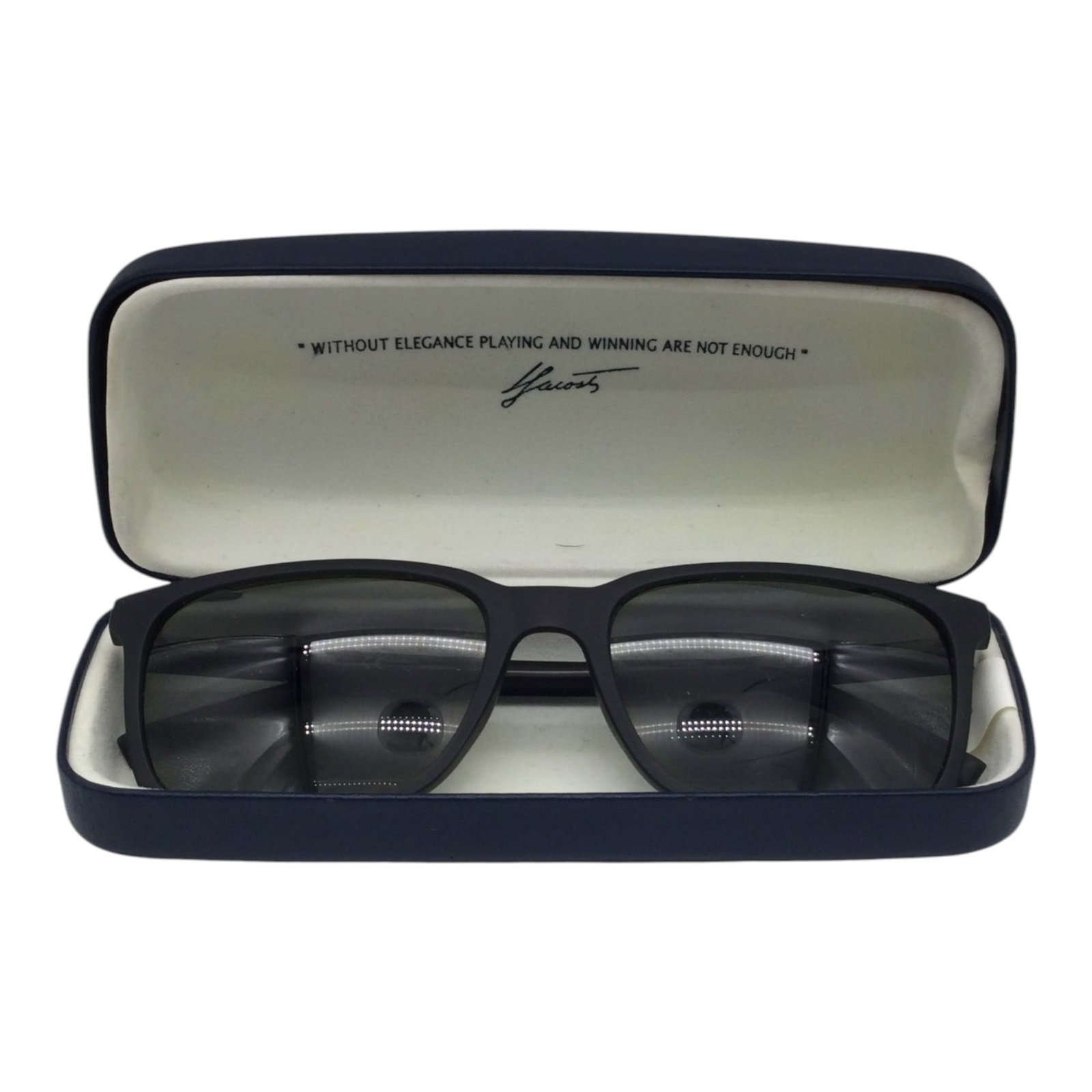 Lacoste L2859 Sunglasses: Lacoste L2859 Matte Dark Grey Sunglasses. Approx. 1.5 inches tall x 5.75 wide x 5.75 deep, 0.9 oz.