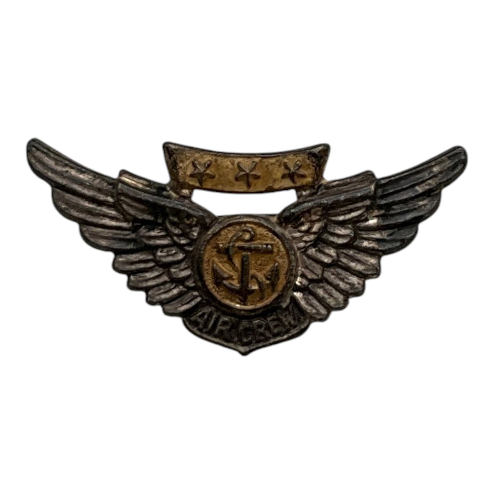 Vanguard N.Y. Sterling Marked WWII Aircrew Wings Pin: Vanguard N.Y. Sterling Marked World War II Aircrew Wings Pin. Approx. 0.5 inches tall x 1-1/8 wide, 4 grams.