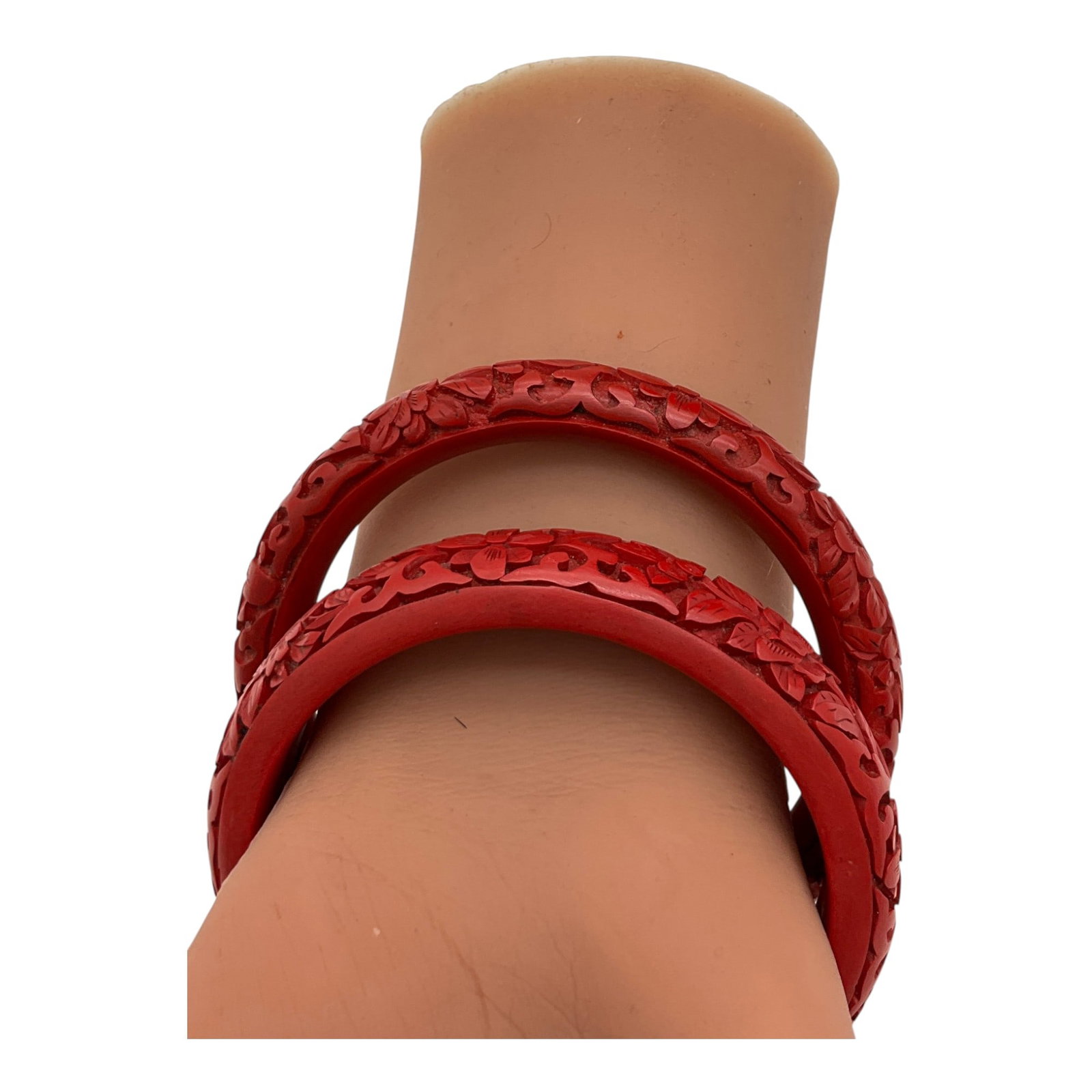 Pair Cinnabar Bangle Bracelets - 2
